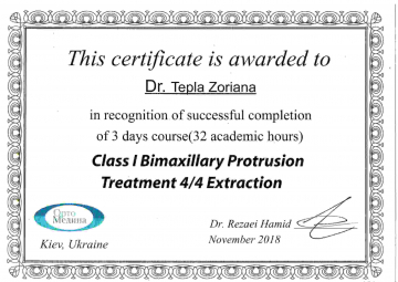 This certificate is awarded to Dr. Tepla Zoriana